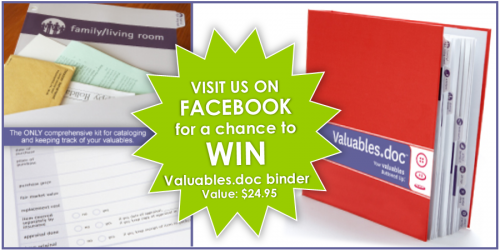 Enter to win a Valueables.doc binder from Come To Order. Valuables.doc is the perfect organizational tool to organize your important home documents.