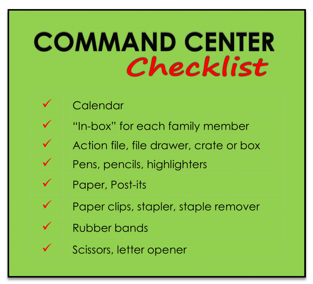 Command Center Checklist